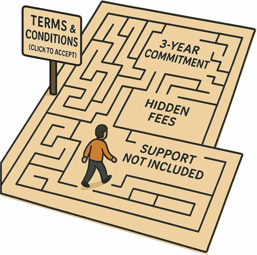 Maze with terms for a contract