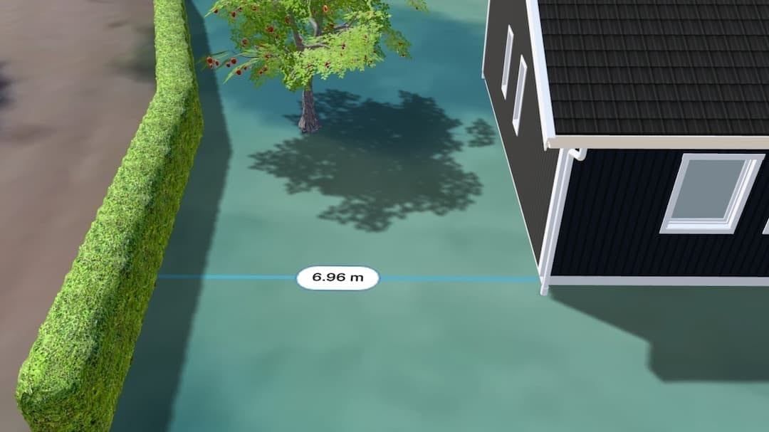 Measurement between house model and property boundary