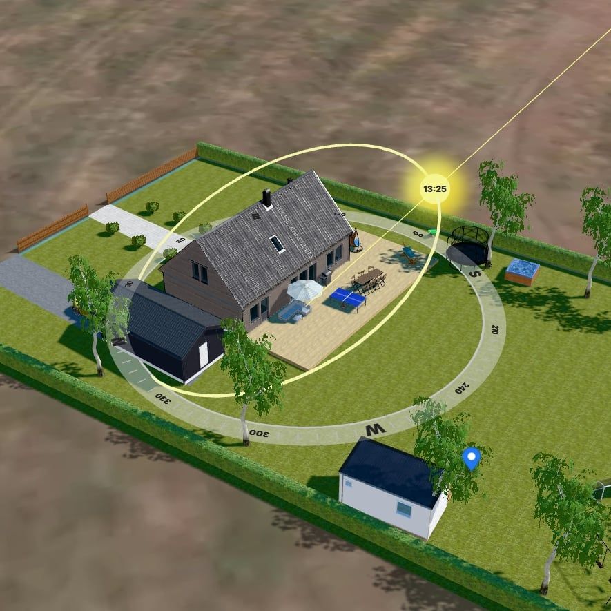 Sun visualization of a plot with a single family home